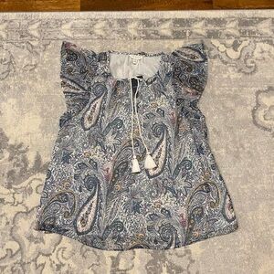 Lucky Brand Paisley Print Blouse with Blue Accents